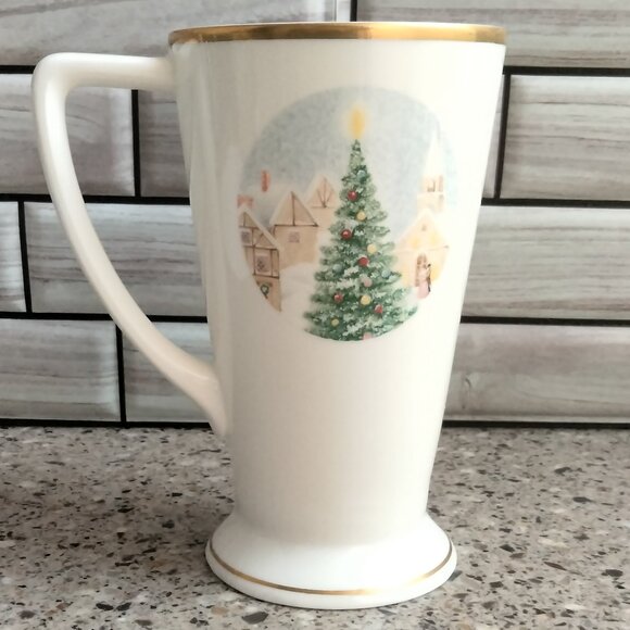 Retired MERRY CHRISTMAS Tall Footed Cappuccino Mug - Picture 5 of 13